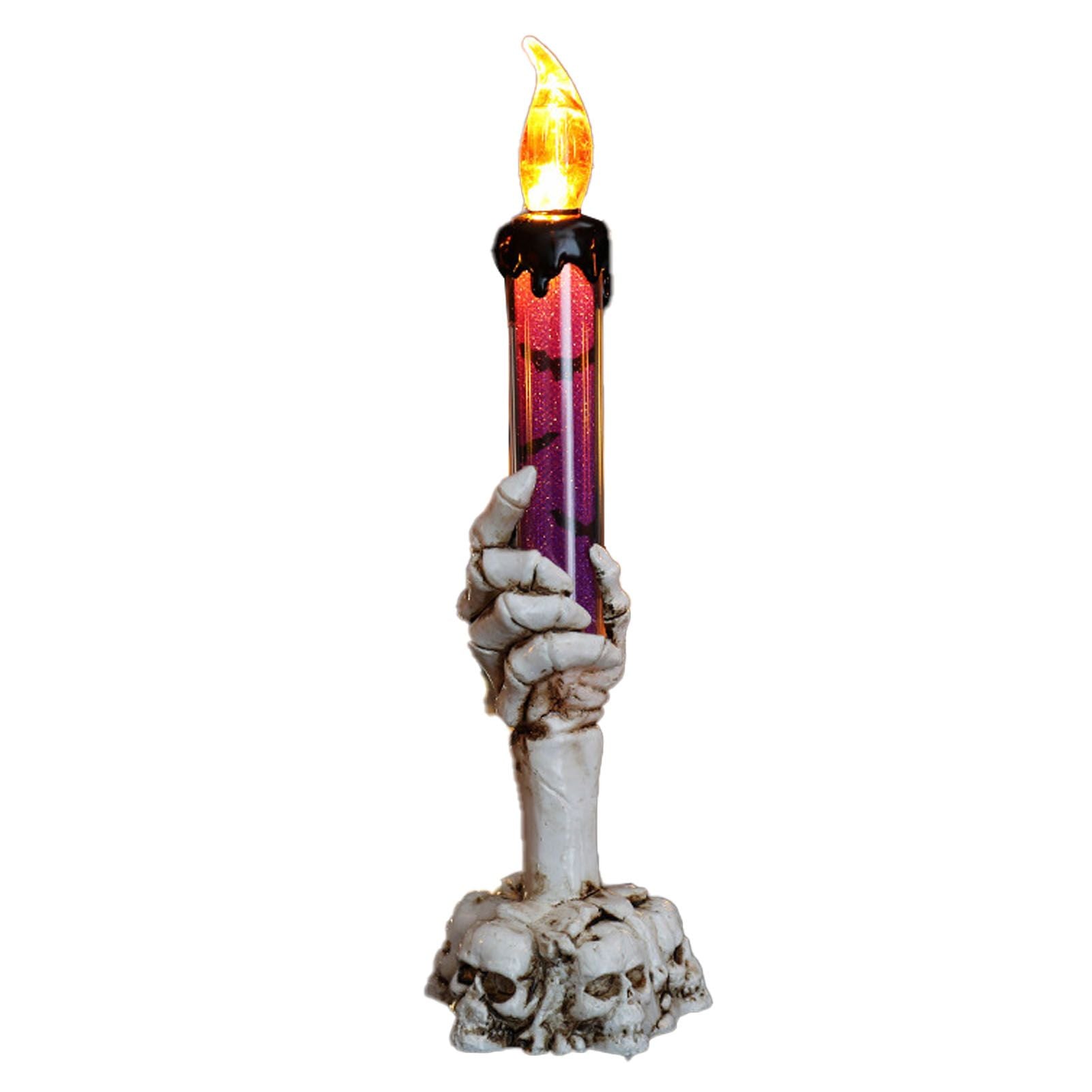 Halloween Skull Candle Holder Light Skeleton Ghost Hand Flameless Candle Lamp Party Bar Decoration Lamp Purple