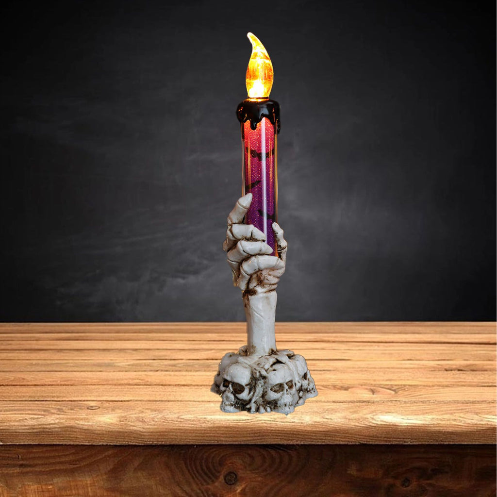 Halloween Skull Candle Holder Light Skeleton Ghost Hand Flameless Candle Lamp Party Bar Decoration Lamp Purple