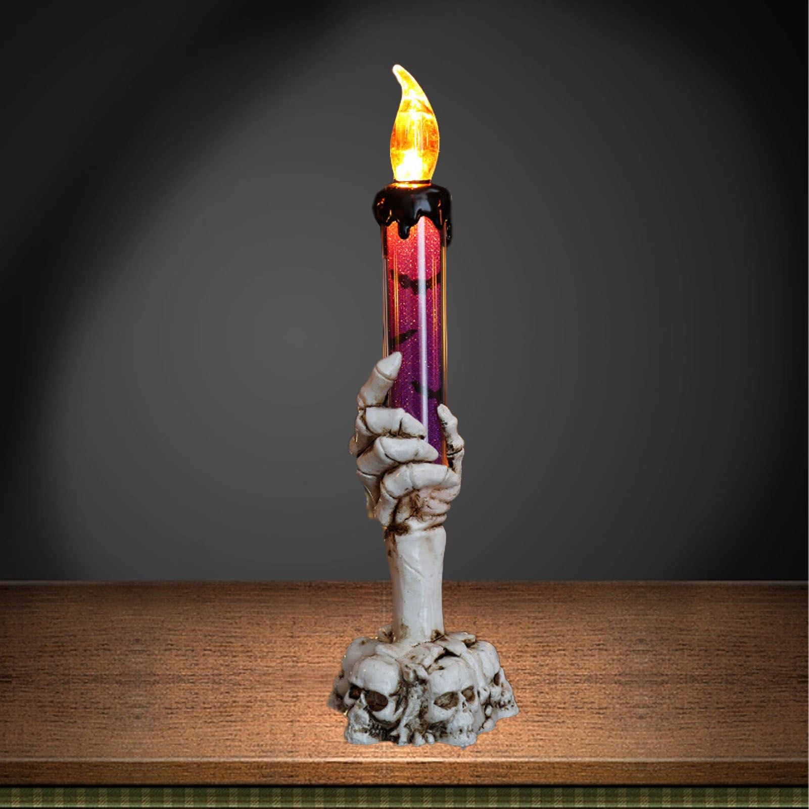 Halloween Skull Candle Holder Light Skeleton Ghost Hand Flameless Candle Lamp Party Bar Decoration Lamp Purple