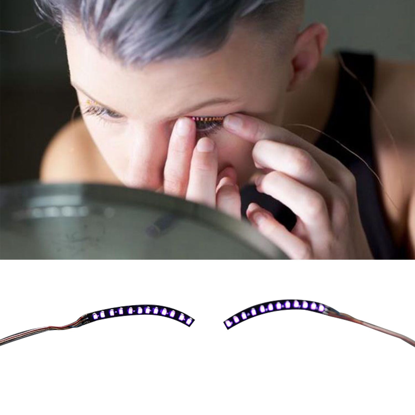 LED False Eyelashes Light Lightweight Stylish Reliable Luminous False Eyelashes Light for Party Bars Nightclubs Halloween Purple