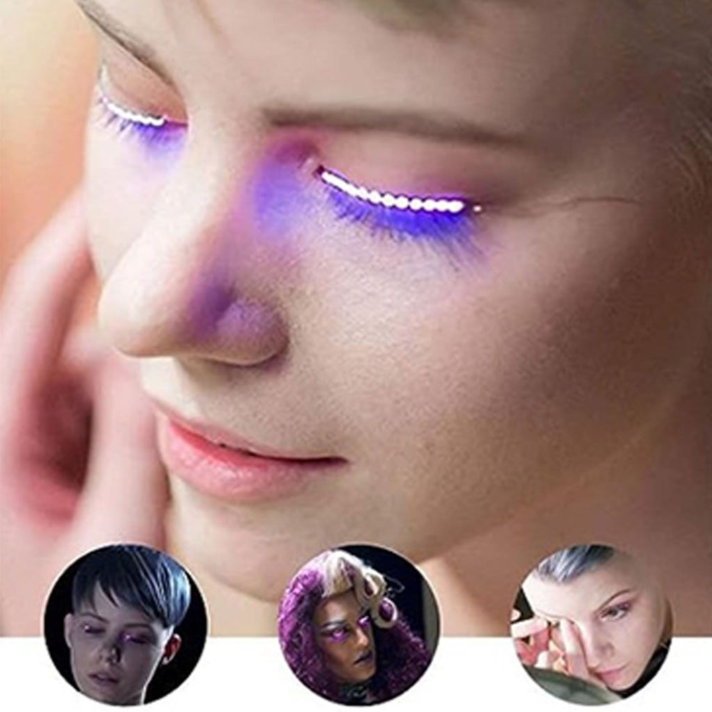 LED False Eyelashes Light Lightweight Stylish Reliable Luminous False Eyelashes Light for Party Bars Nightclubs Halloween Purple