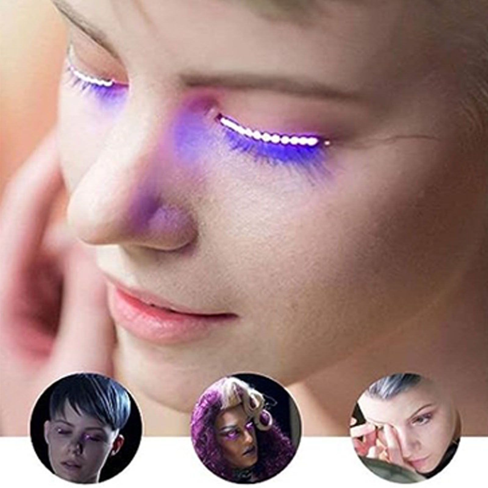 LED False Eyelashes Light Lightweight Stylish Reliable Luminous False Eyelashes Light for Party Bars Nightclubs Halloween Purple