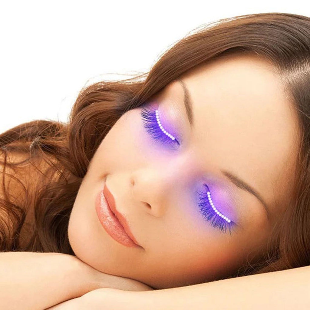 LED False Eyelashes Light Lightweight Stylish Reliable Luminous False Eyelashes Light for Party Bars Nightclubs Halloween Purple