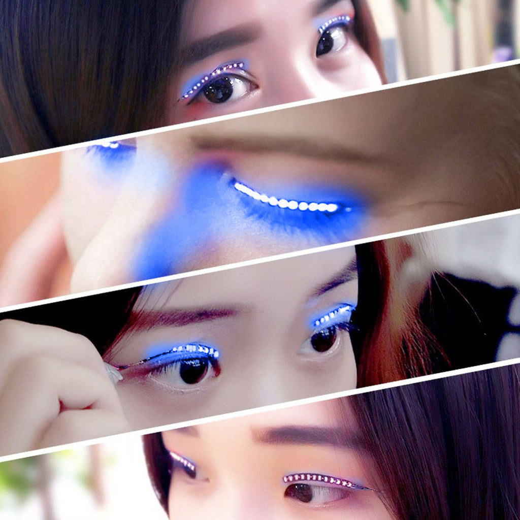 LED False Eyelashes Light Lightweight Stylish Reliable Luminous False Eyelashes Light for Party Bars Nightclubs Halloween Blue