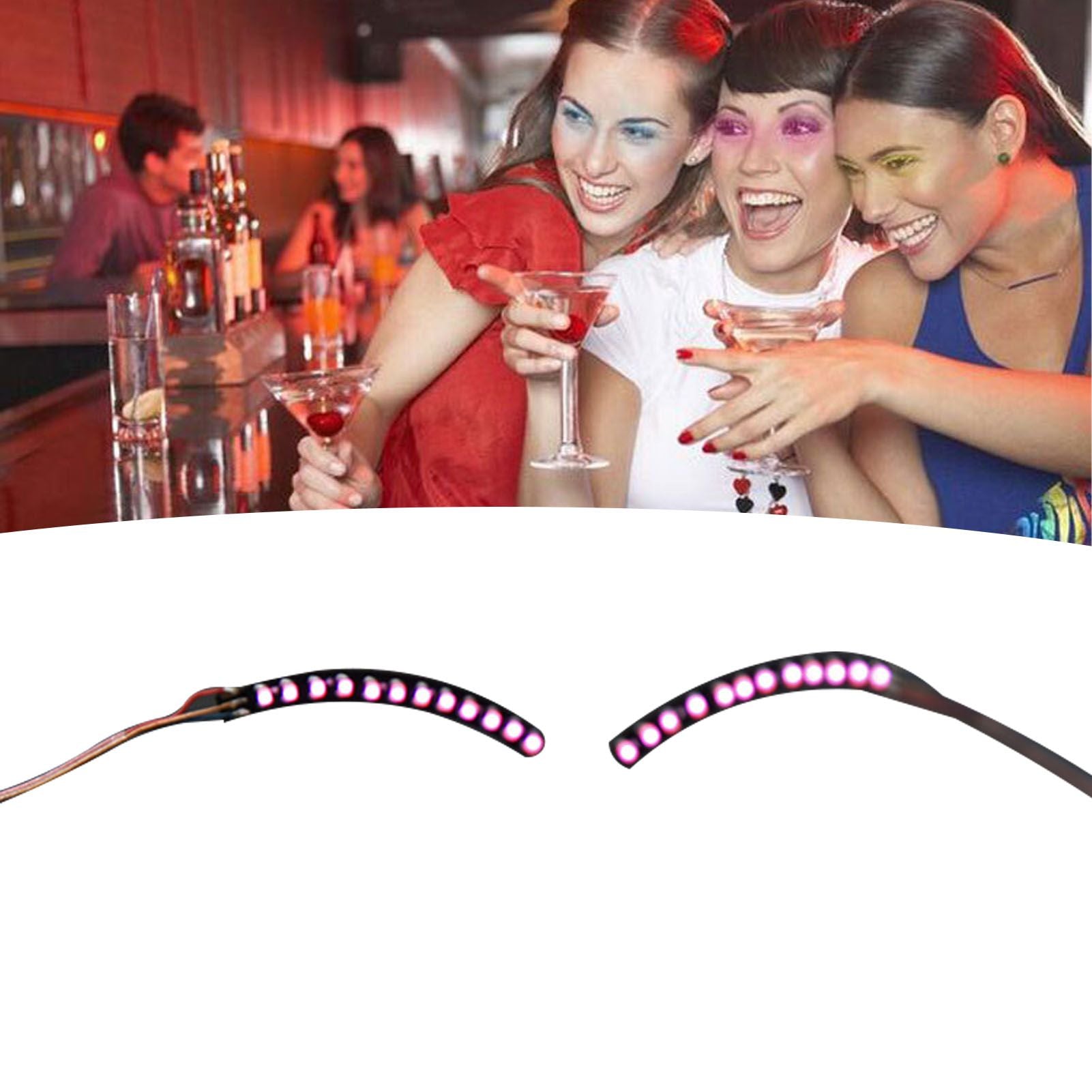 LED False Eyelashes Light Lightweight Stylish Reliable Luminous False Eyelashes Light for Party Bars Nightclubs Halloween Pink