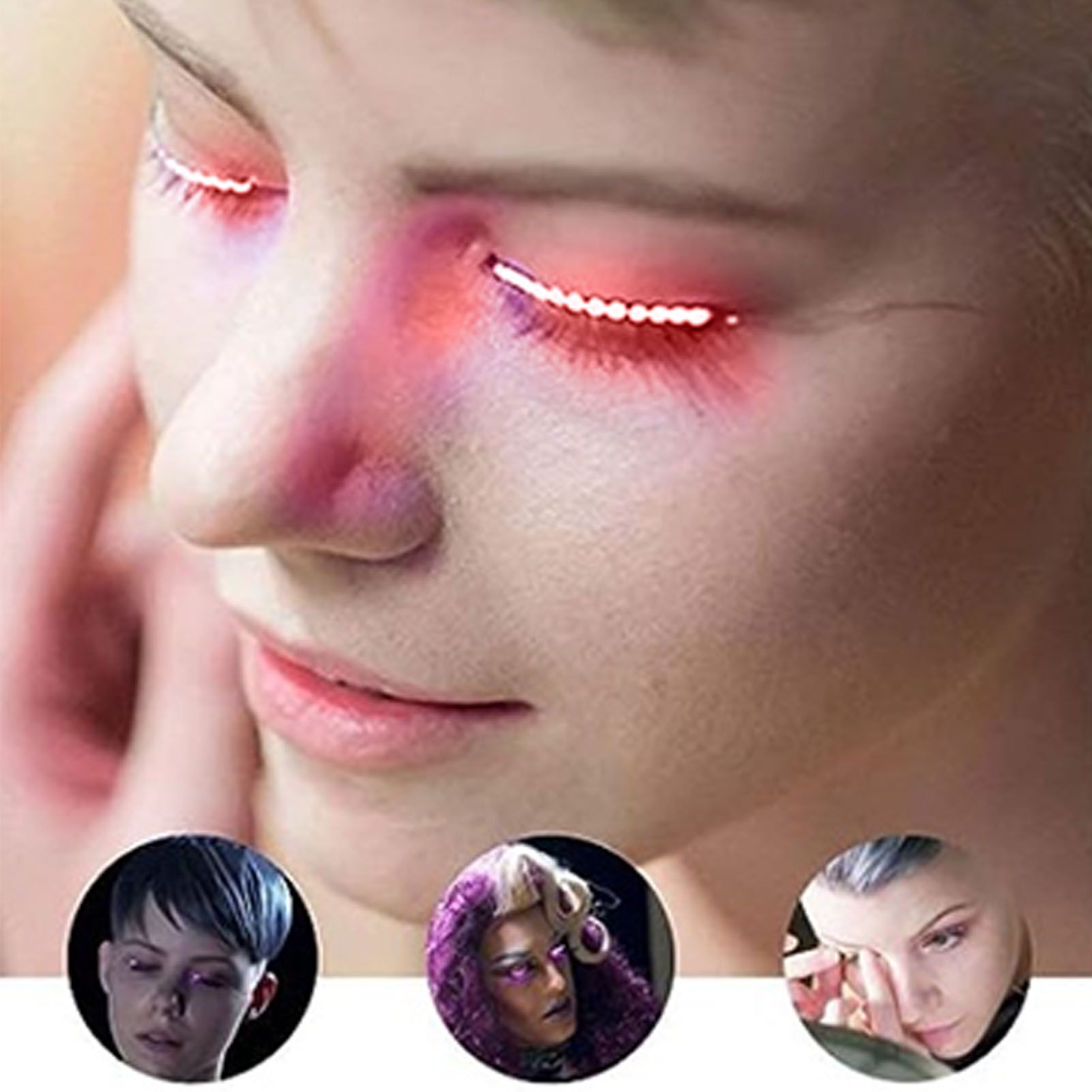 LED False Eyelashes Light Lightweight Stylish Reliable Luminous False Eyelashes Light for Party Bars Nightclubs Halloween Pink