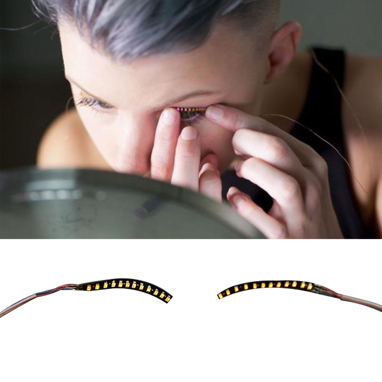 LED False Eyelashes Light Lightweight Stylish Reliable Luminous False Eyelashes Light for Party Bars Nightclubs Halloween Yellow