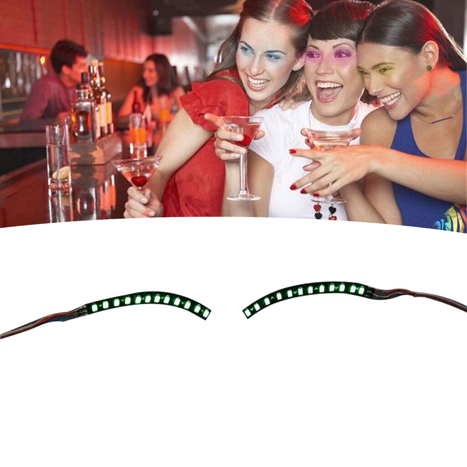 LED False Eyelashes Light Lightweight Stylish Reliable Luminous False Eyelashes Light for Party Bars Nightclubs Halloween Green