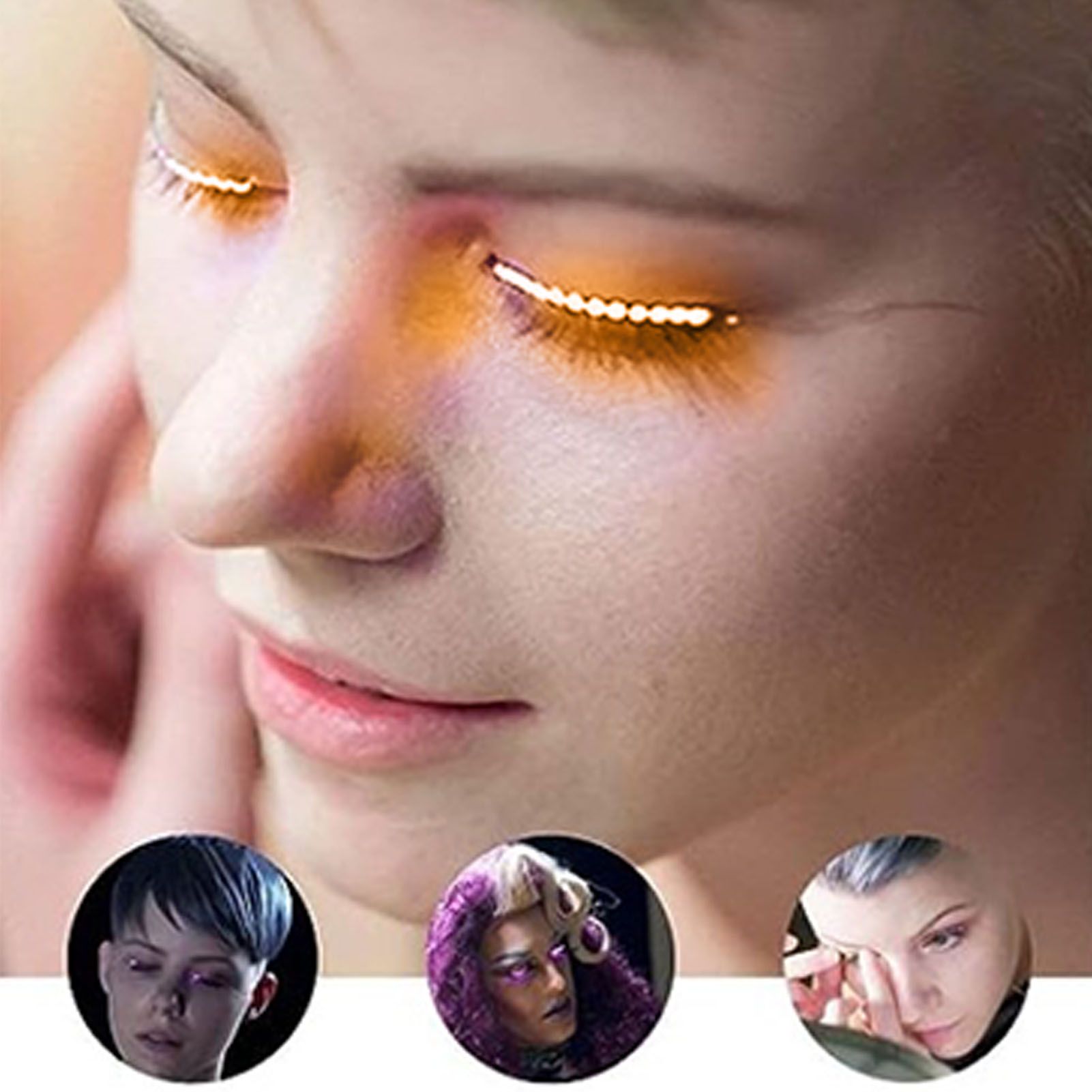 LED False Eyelashes Light Lightweight Stylish Reliable Luminous False Eyelashes Light for Party Bars Nightclubs Halloween Orange