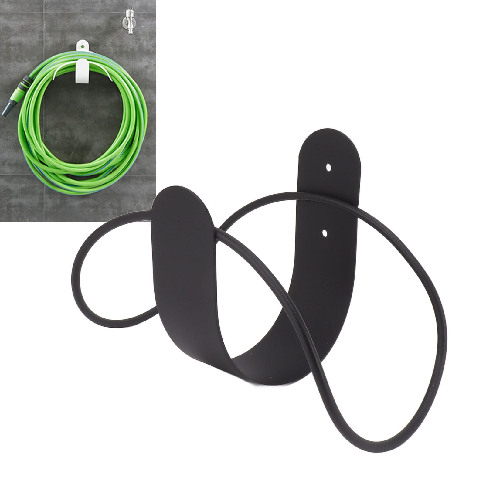 Stainless Steel Garden Hose Bracket Wall Mount Strong Load Bearing Garden Hose Storage Holder Easy To Install Hose Hanger Black