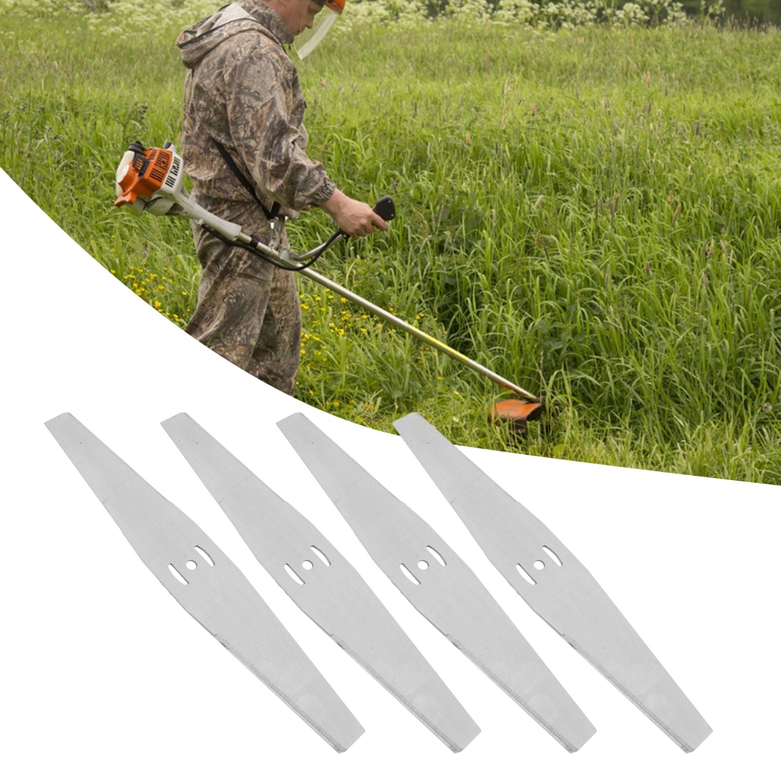 4PCS Lawn Mower Blades Stainless Steel Electric Grass Trimmer Cutter Blade Replacement Set for Yard and Garden Weeder Tool