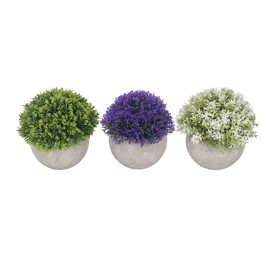 3PCS Artificial Potted Plant Fake Plants Realistic Round Base Long Lasting Easy Maintenance Simulated Decor for Home