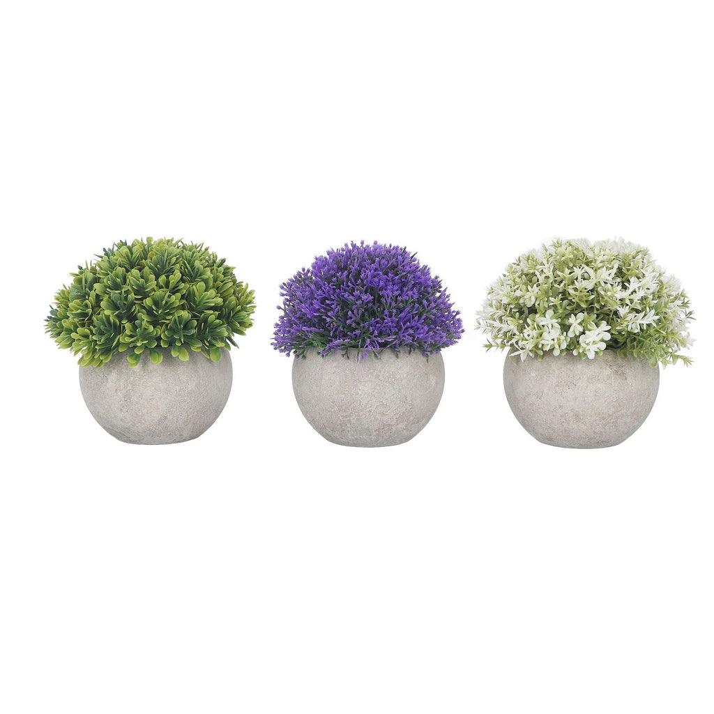 3PCS Artificial Potted Plant Fake Plants Realistic Round Base Long Lasting Easy Maintenance Simulated Decor for Home