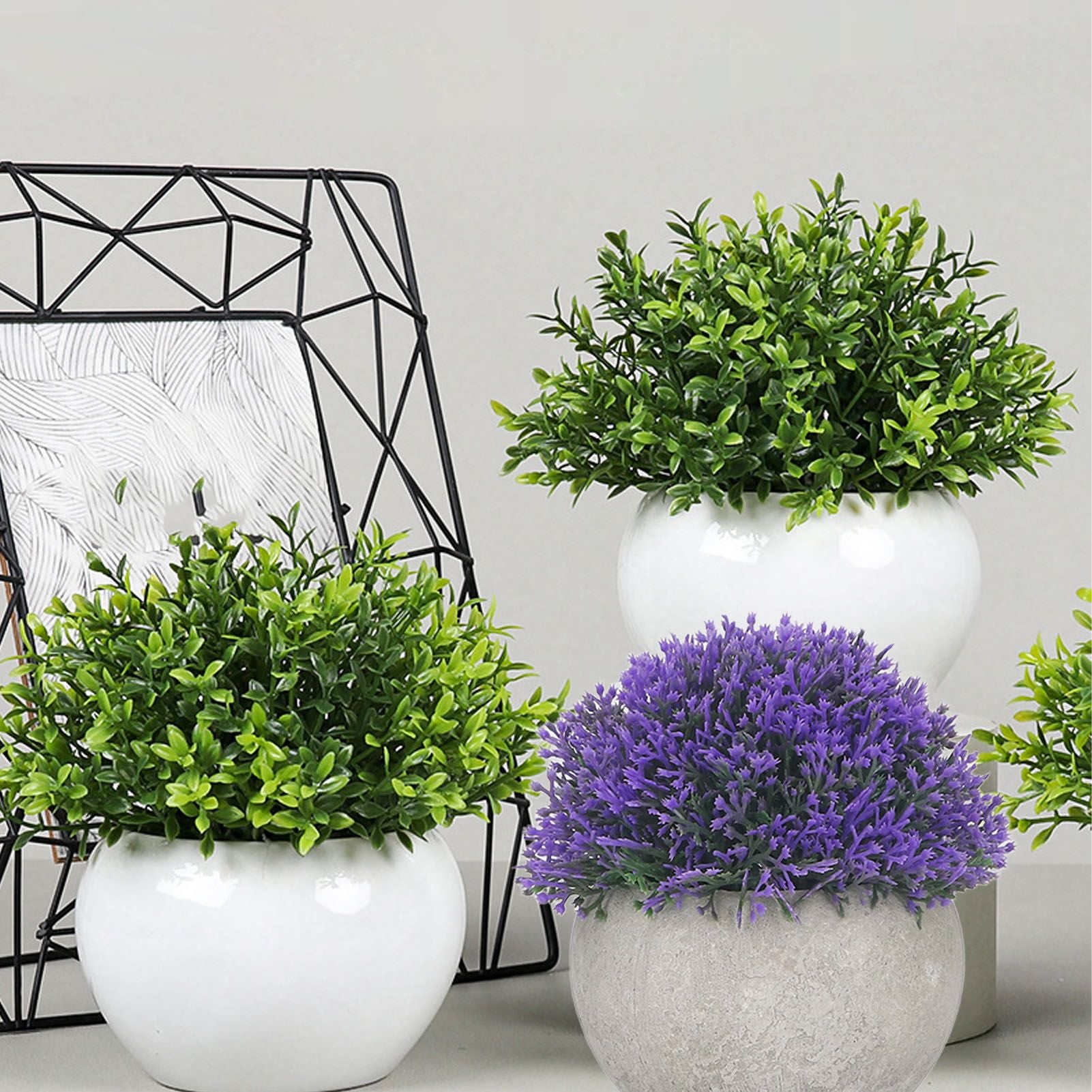 3PCS Artificial Potted Plant Fake Plants Realistic Round Base Long Lasting Easy Maintenance Simulated Decor for Home