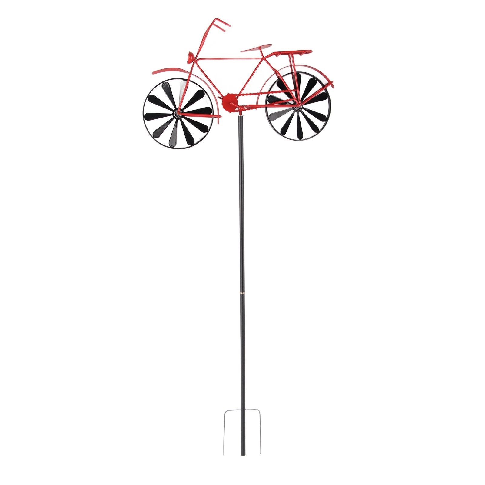 Bike Wind Spinners Vintage Bicycle Metal Wind Spinner Vintage Style Stake Decoration for Yard Garden Red