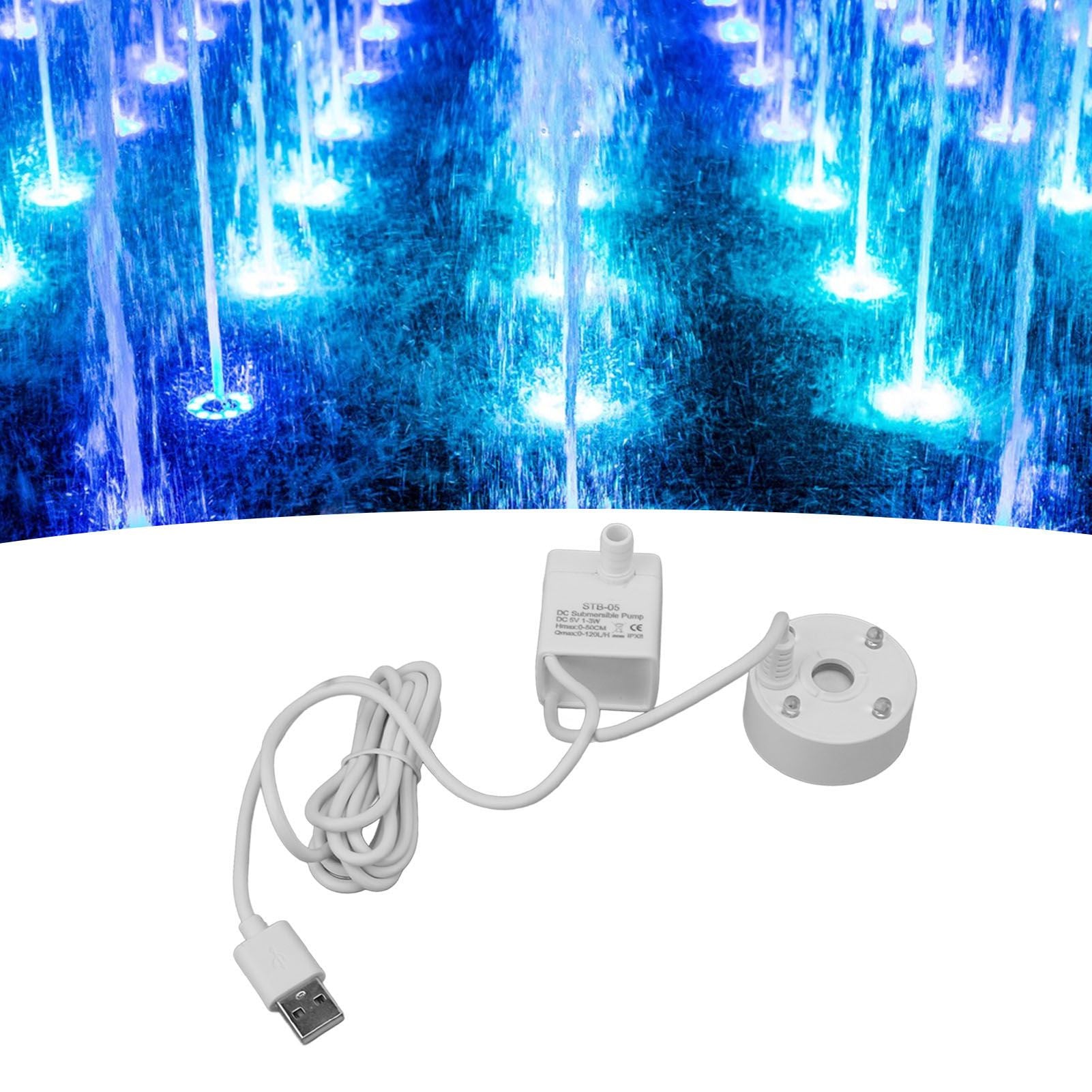 Mist Maker USB Fog Maker with Pump LED Colorful Lighting Fountain Atomizer Humidifier 5V Fog Machine for Pond Garden Office White