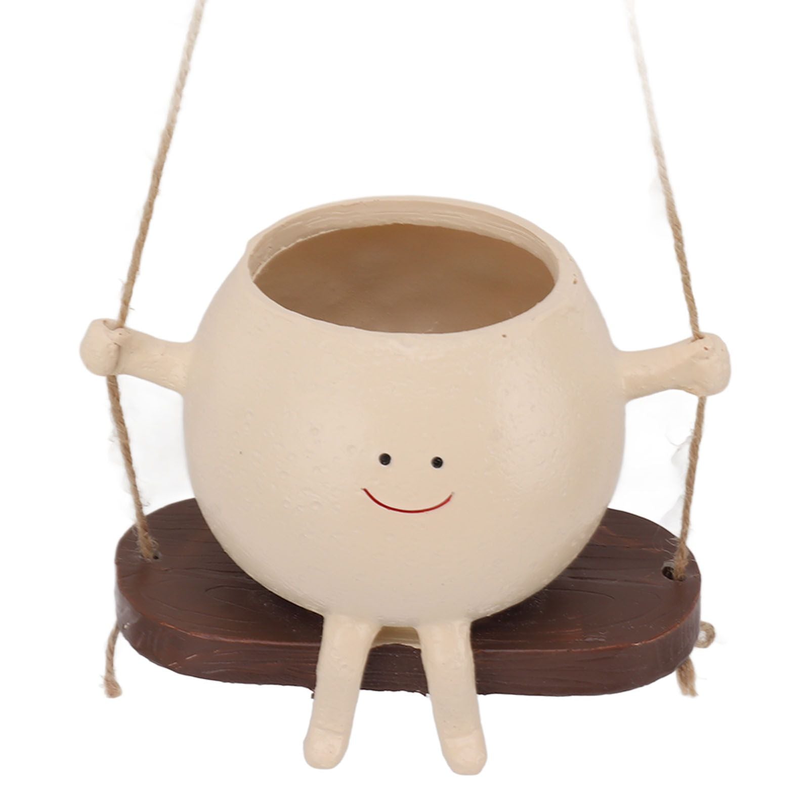 Swing Face Planter Pot Exquisite Lovely Unique Resin Hanging Planter with Rope for Plants Succulent