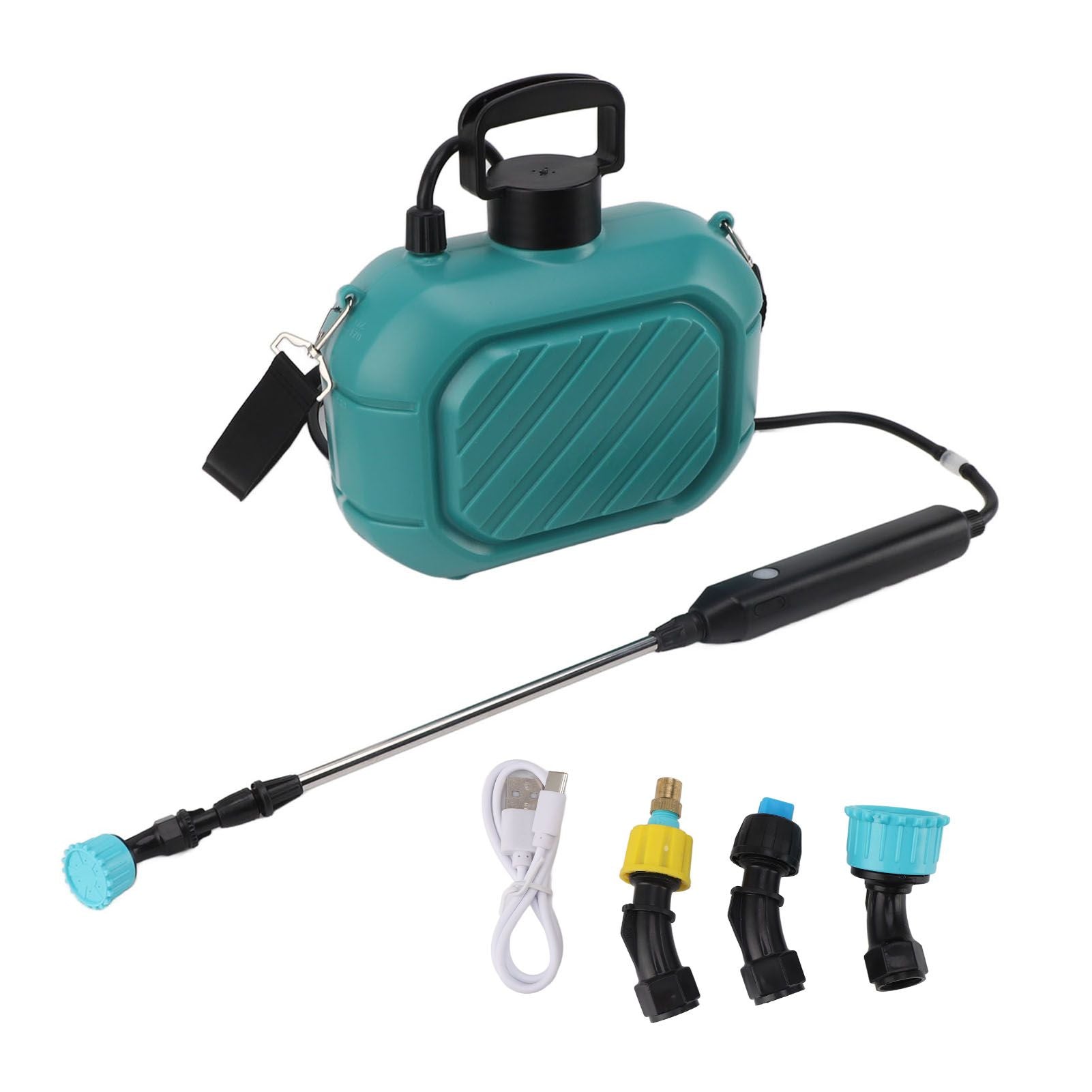 Battery Powered Sprayer 5L Rechargeable Portable Electric Garden Sprayer with Telescopic Wand and Shoulder Strap for Home Lawn Blue
