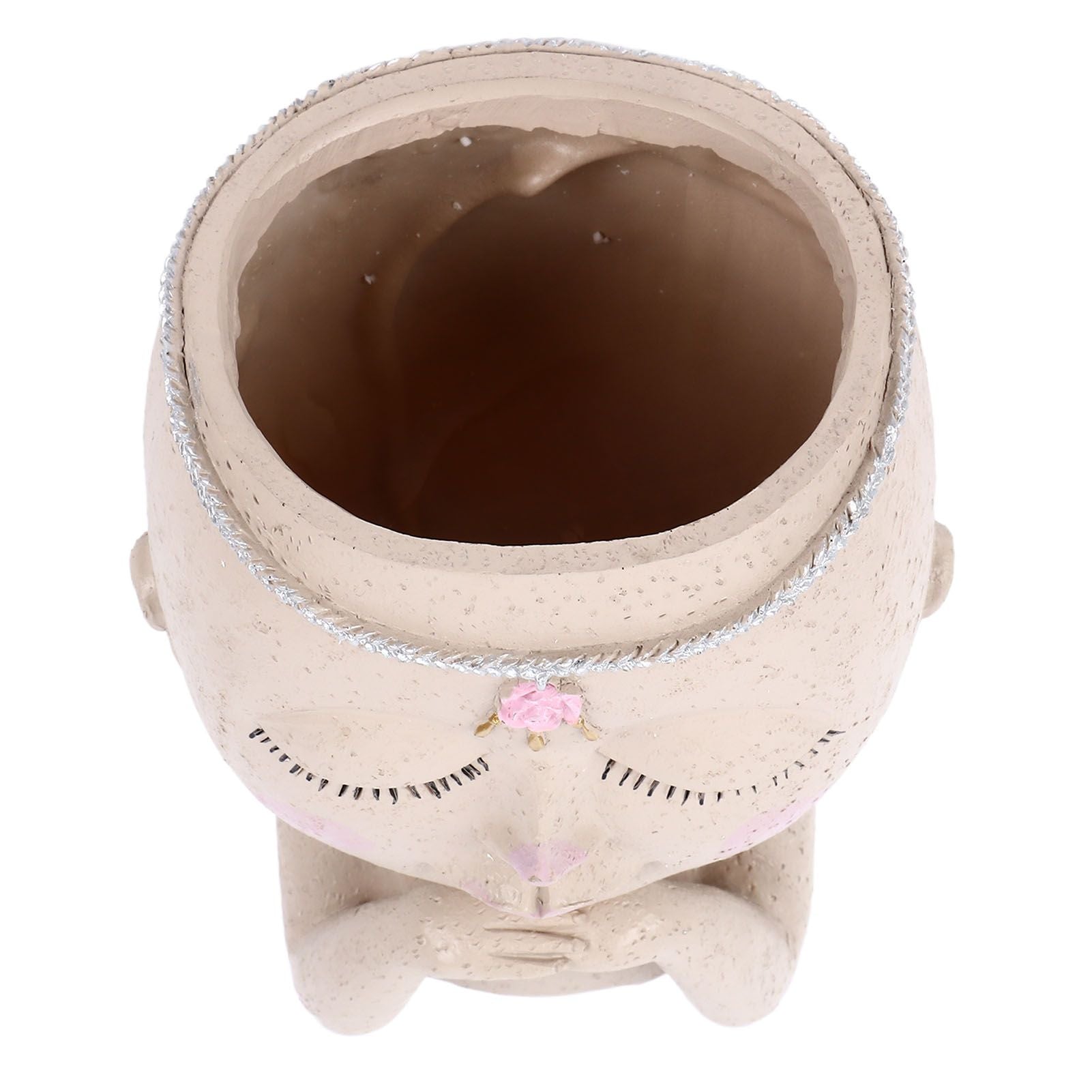Face Flower Pot Head Planter Pot Succulent Planter Cute Resin Cactus Planter with Closed Eyes Indoor Outdoor Use