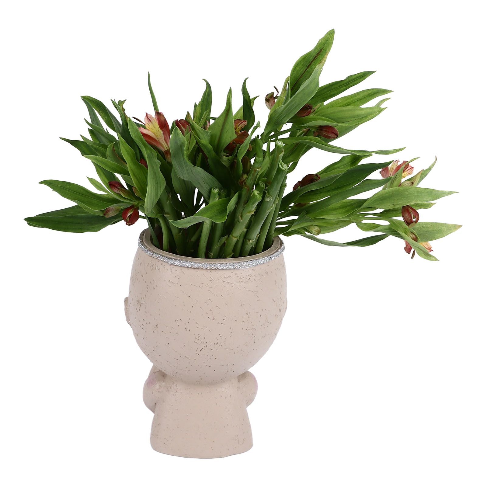 Face Flower Pot Head Planter Pot Succulent Planter Cute Resin Cactus Planter with Closed Eyes Indoor Outdoor Use