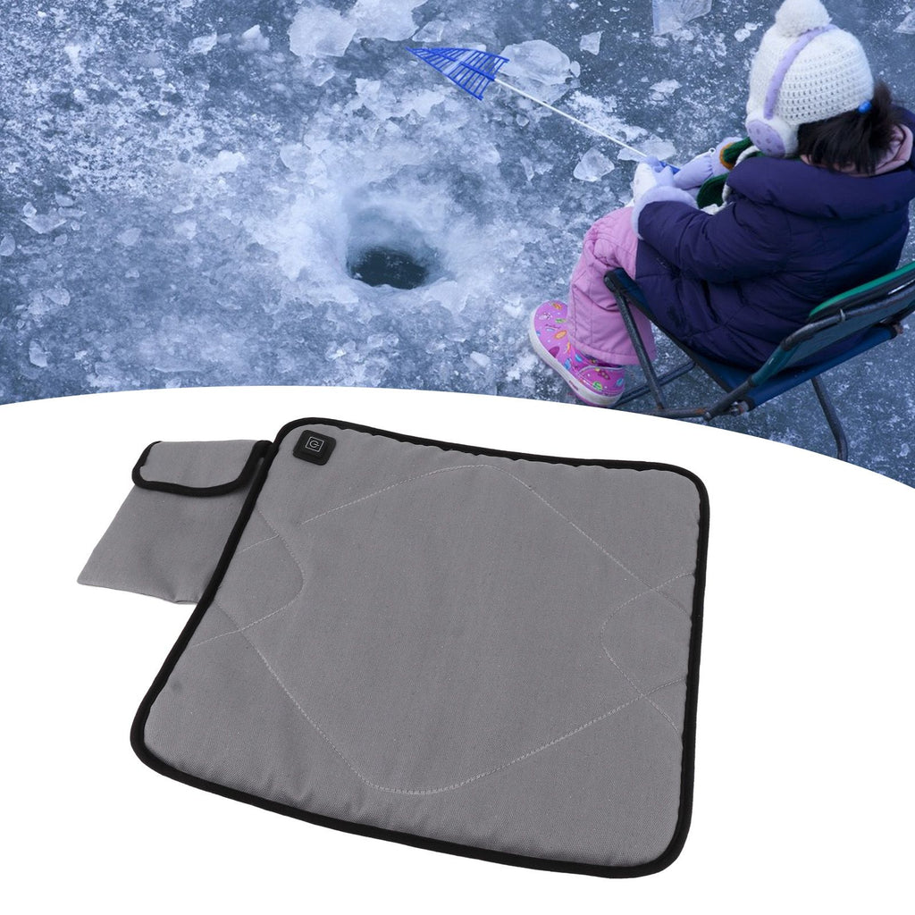 Portable Heated Seat Cushion USB Heated Seat Cushion Adjustable Temperature Heated Chair Cushion for Fishing Camping Light Gray