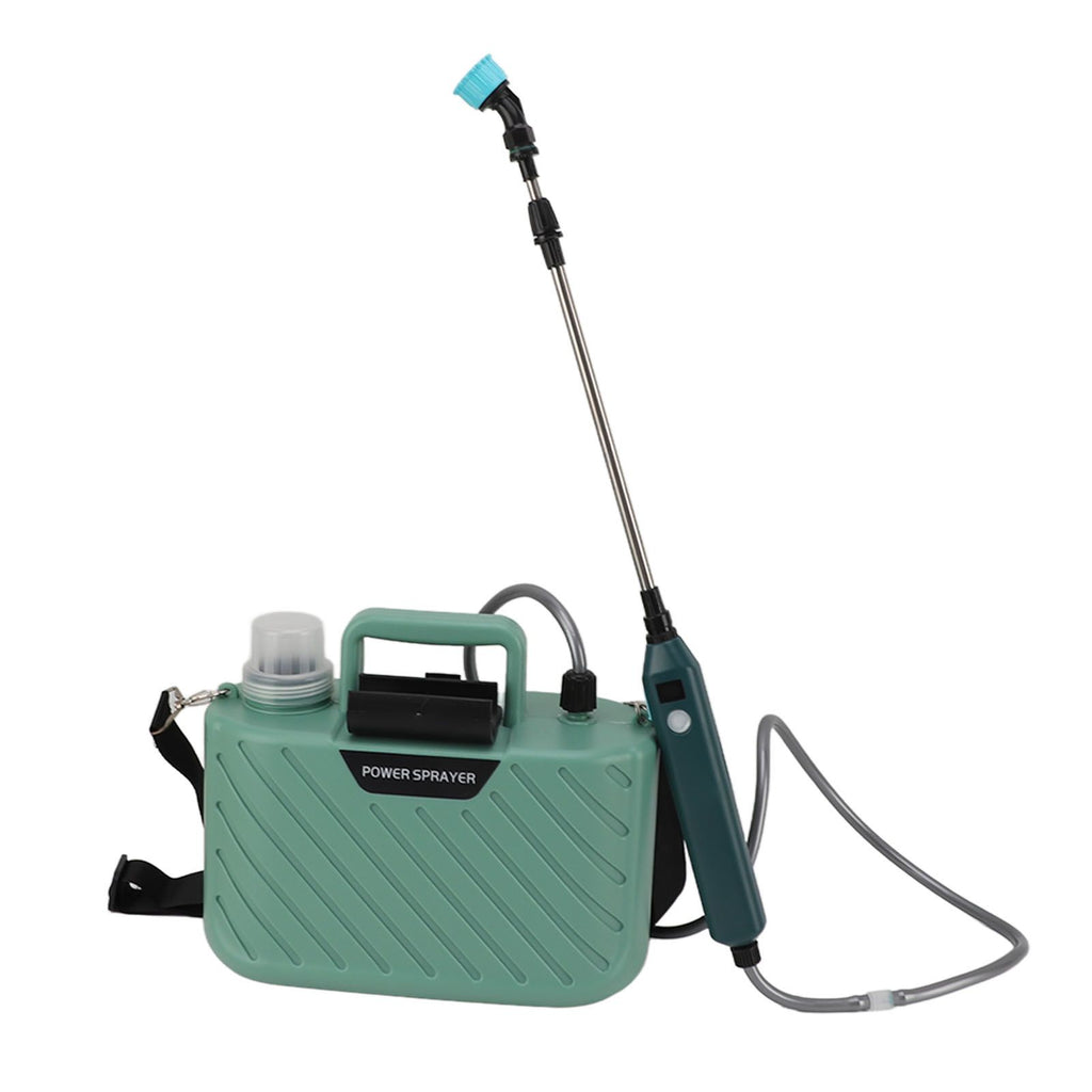 Electric Plant Sprayer Battery Powered 5L with 3 Nozzles Retractable Wand Adjustable Shoudler Strap Garden Sprayer for Lawn Green
