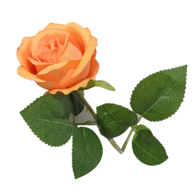 Simulated Silk Flowers Roses Home Living Room Simulation Flowers Decorative Ornaments Artificial Single Silk Flowers Roses Orange