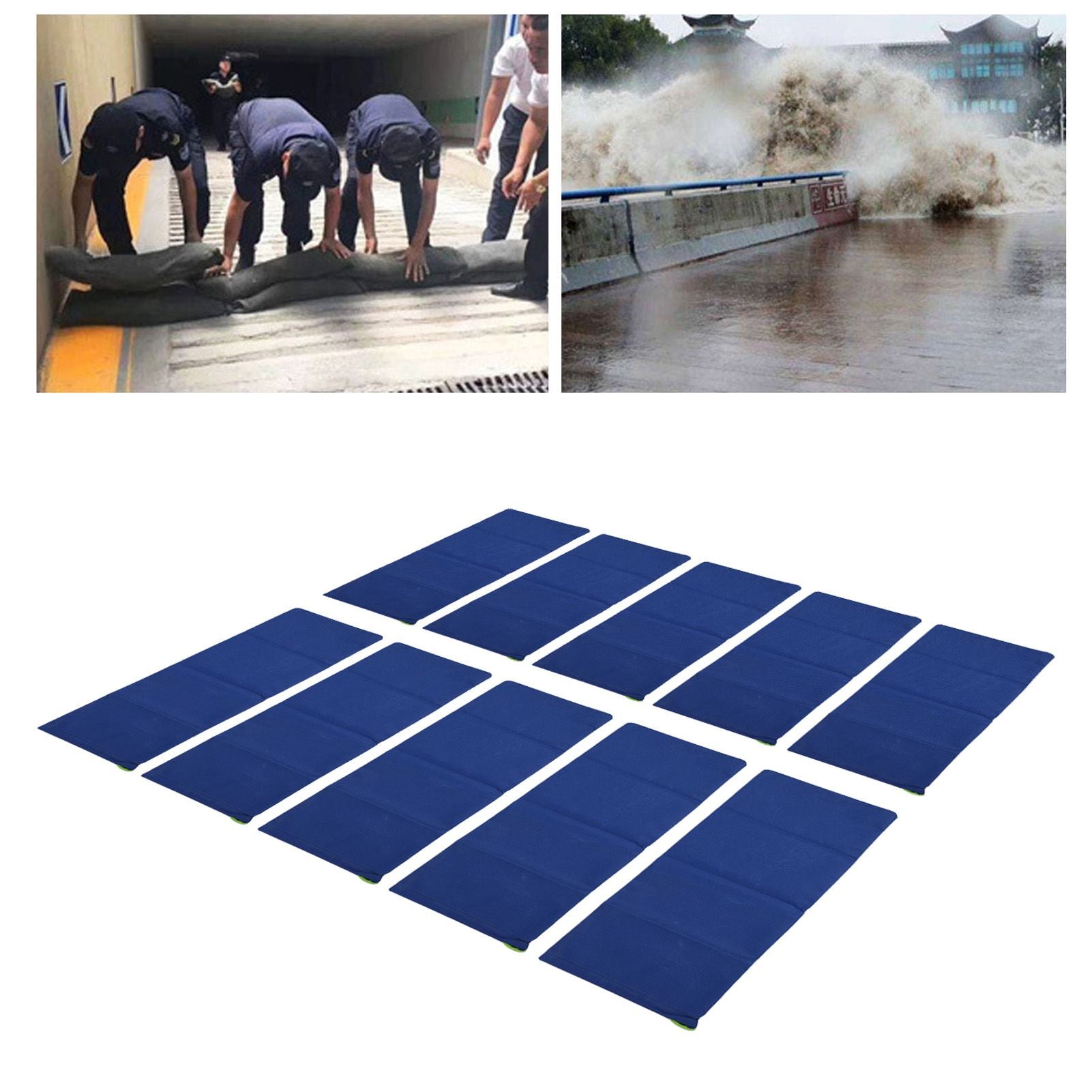 10pcs Flood Sandbags 600D Polyester Flood Prevention Bag Reusable Flood Barrier Bag for House Door Window Garage Basement Dark Blue
