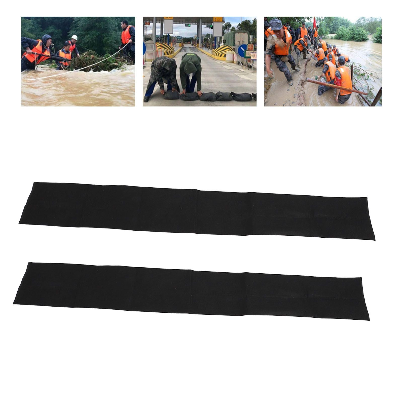 2Pcs 5ft Water Activated Flood Barriers Non Woven Absorbent Resin Double Layer Floor Prevention Bags for Home Door Garage Basement 20x150