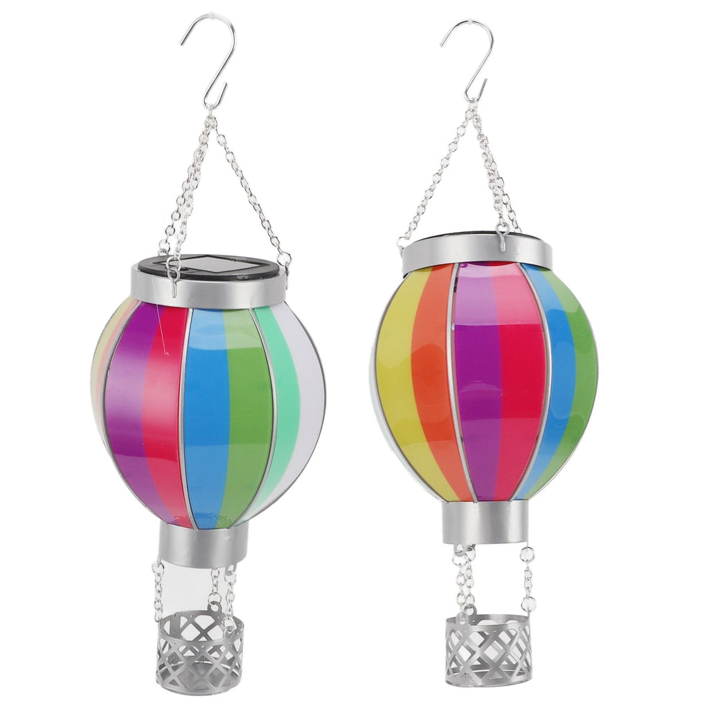 Hot Air Balloon Solar Lantern 600MAH Rainbow Color Automatic On Off Warm Light Outdoor Solar Hanging Lights for Patio Garden Porch