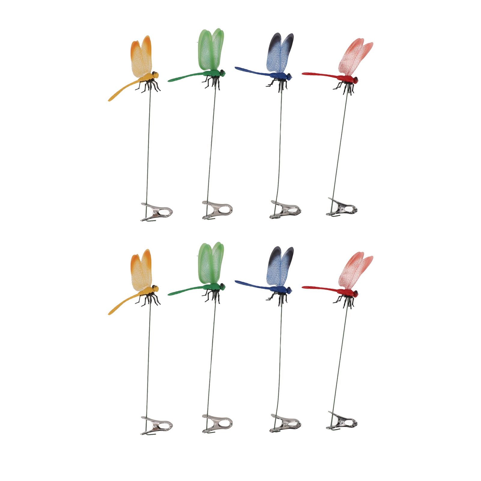 8PCS Fake Dragonfly Clip Waterproof Outdoor 3D Dragonfly Garden Decorative Clips Home Patio Ornaments Crafts