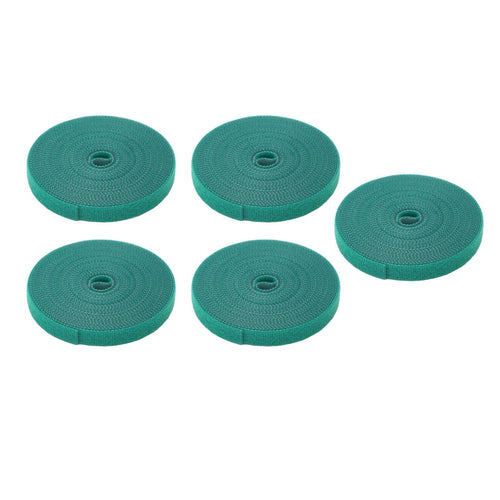 5 Rolls Plant Tie Reusable Cuttable Self Adhesive Hook and Loop Wrap Nylon Garden Strap Tree Tie for Plant Support Straightening Dark Green