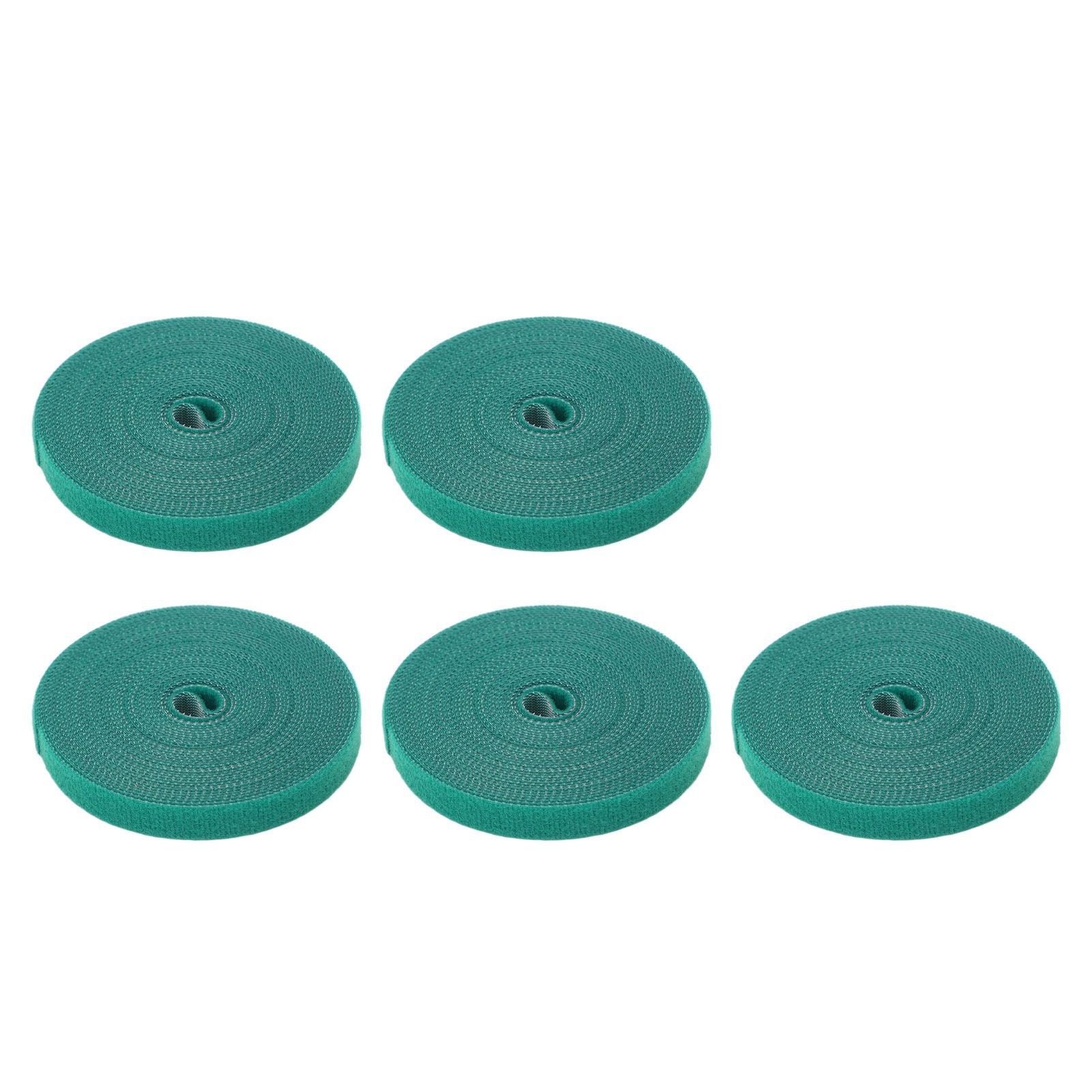 5 Rolls Plant Tie Reusable Cuttable Self Adhesive Hook and Loop Wrap Nylon Garden Strap Tree Tie for Plant Support Straightening Dark Green