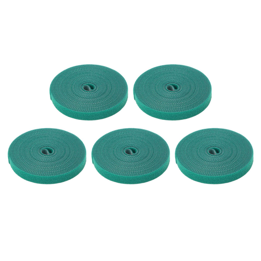 5 Rolls Plant Tie Reusable Cuttable Self Adhesive Hook and Loop Wrap Nylon Garden Strap Tree Tie for Plant Support Straightening Dark Green