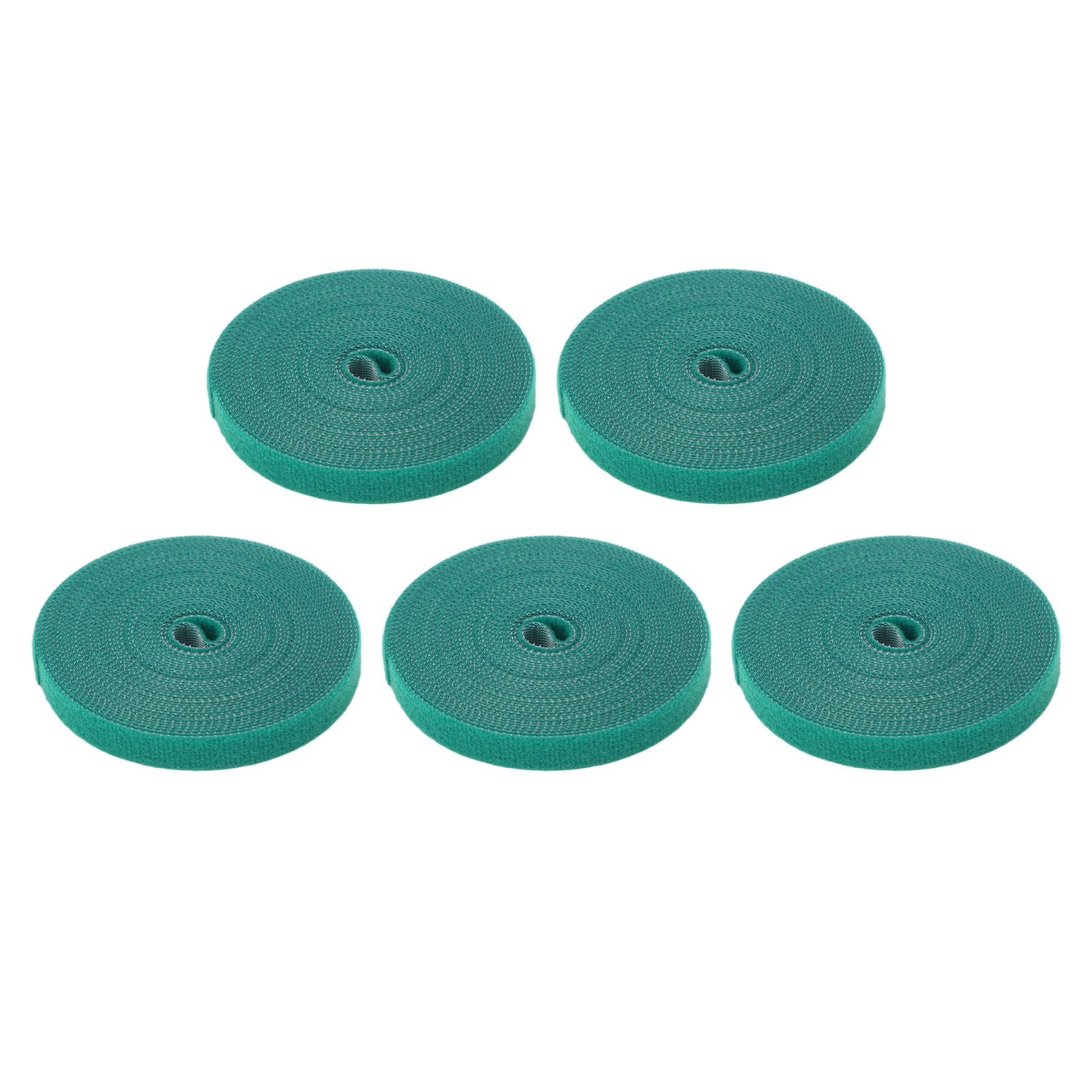 5 Rolls Plant Tie Reusable Cuttable Self Adhesive Hook and Loop Wrap Nylon Garden Strap Tree Tie for Plant Support Straightening Dark Green