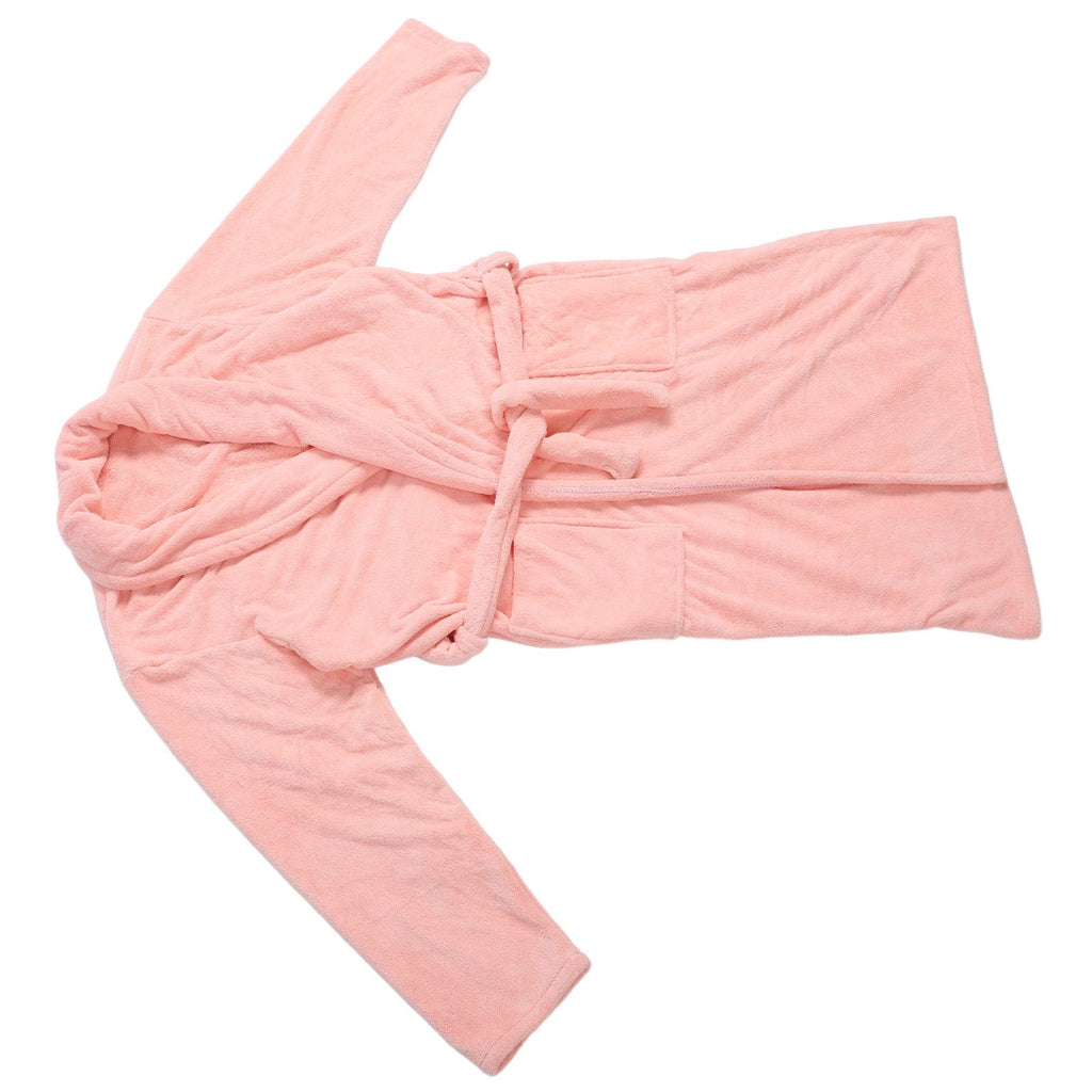 Bathrobe Coral Velvet Thicken Soft Water Absorbent Warm Belt Design Couple Bathrobe for Home Hotel Pink