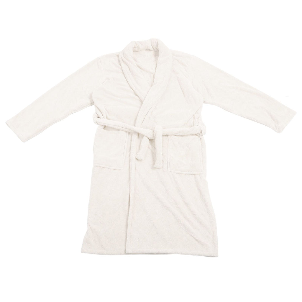 Bathrobe Coral Velvet Thicken Soft Water Absorbent Warm Belt Design Couple Bathrobe for Home Hotel Milky White