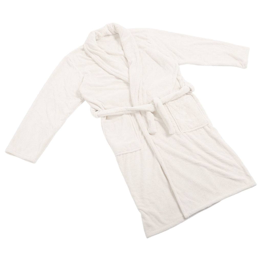 Bathrobe Coral Velvet Thicken Soft Water Absorbent Warm Belt Design Couple Bathrobe for Home Hotel Milky White