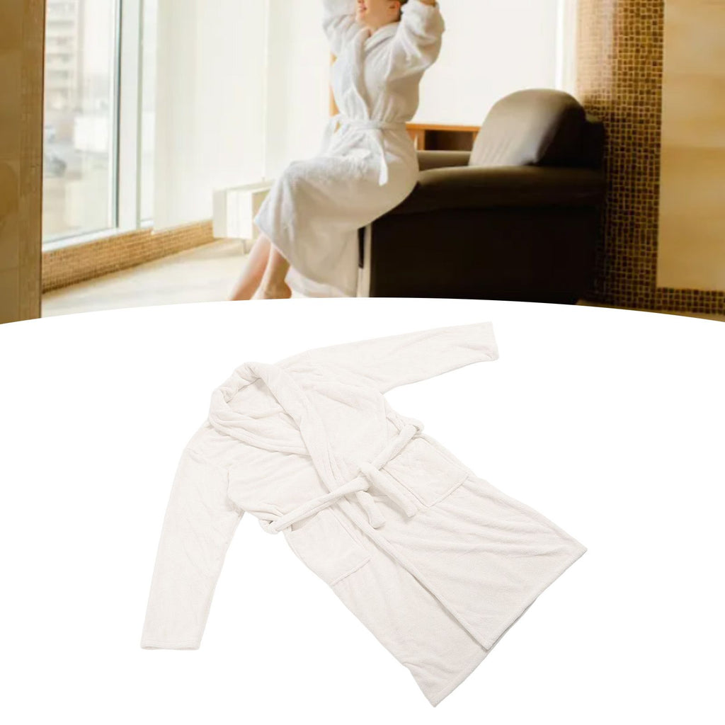 Bathrobe Coral Velvet Thicken Soft Water Absorbent Warm Belt Design Couple Bathrobe for Home Hotel Milky White