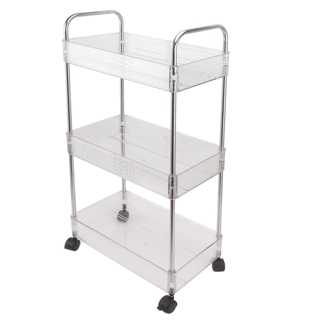 Kitchen Storage Rack Multifunctional 3 Tier Mobile Storage Cart for Bathroom Laundry Room Narrow Places S