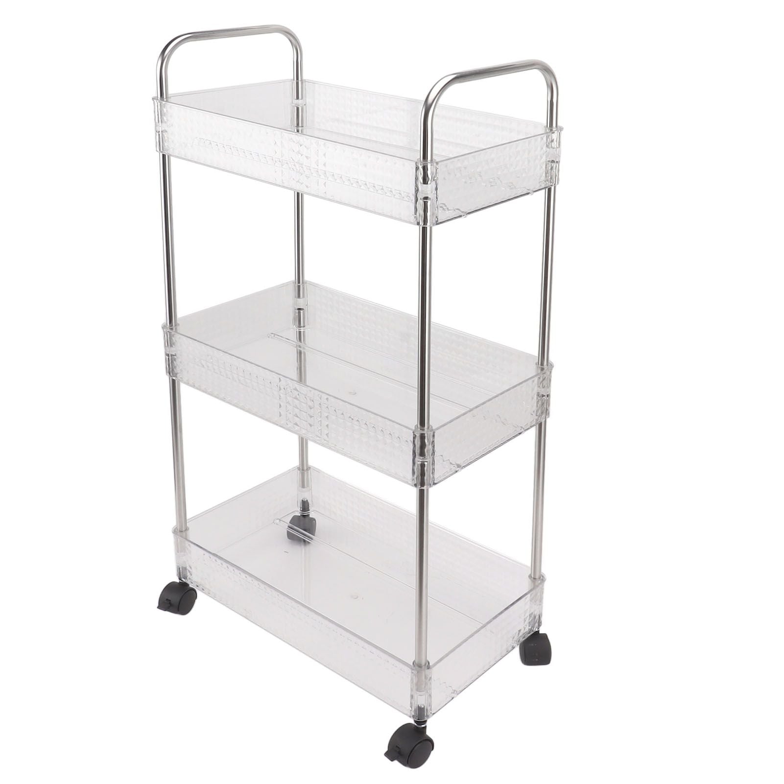 Kitchen Storage Rack Multifunctional 3 Tier Mobile Storage Cart for Bathroom Laundry Room Narrow Places S