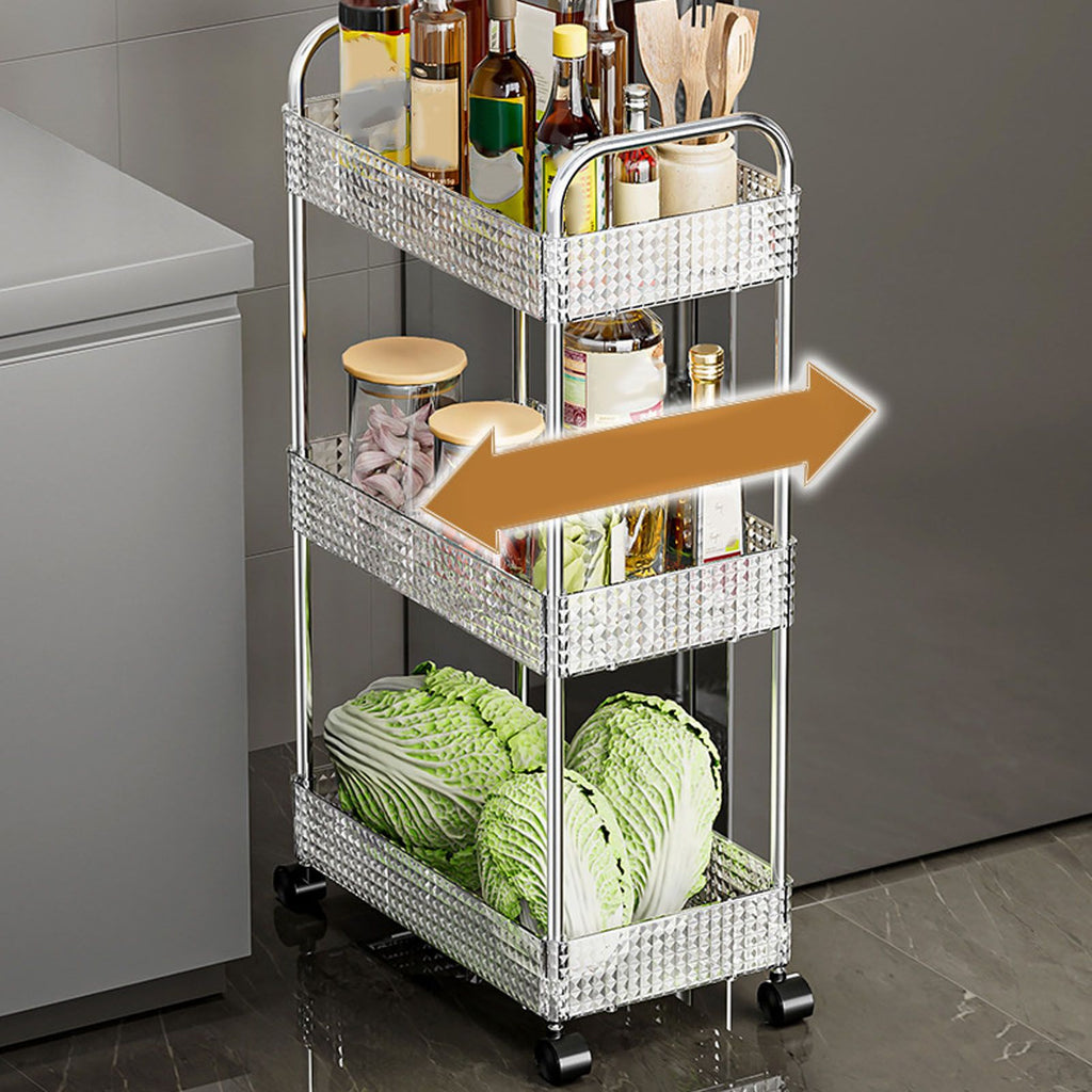 Kitchen Storage Rack Multifunctional 3 Tier Mobile Storage Cart for Bathroom Laundry Room Narrow Places S