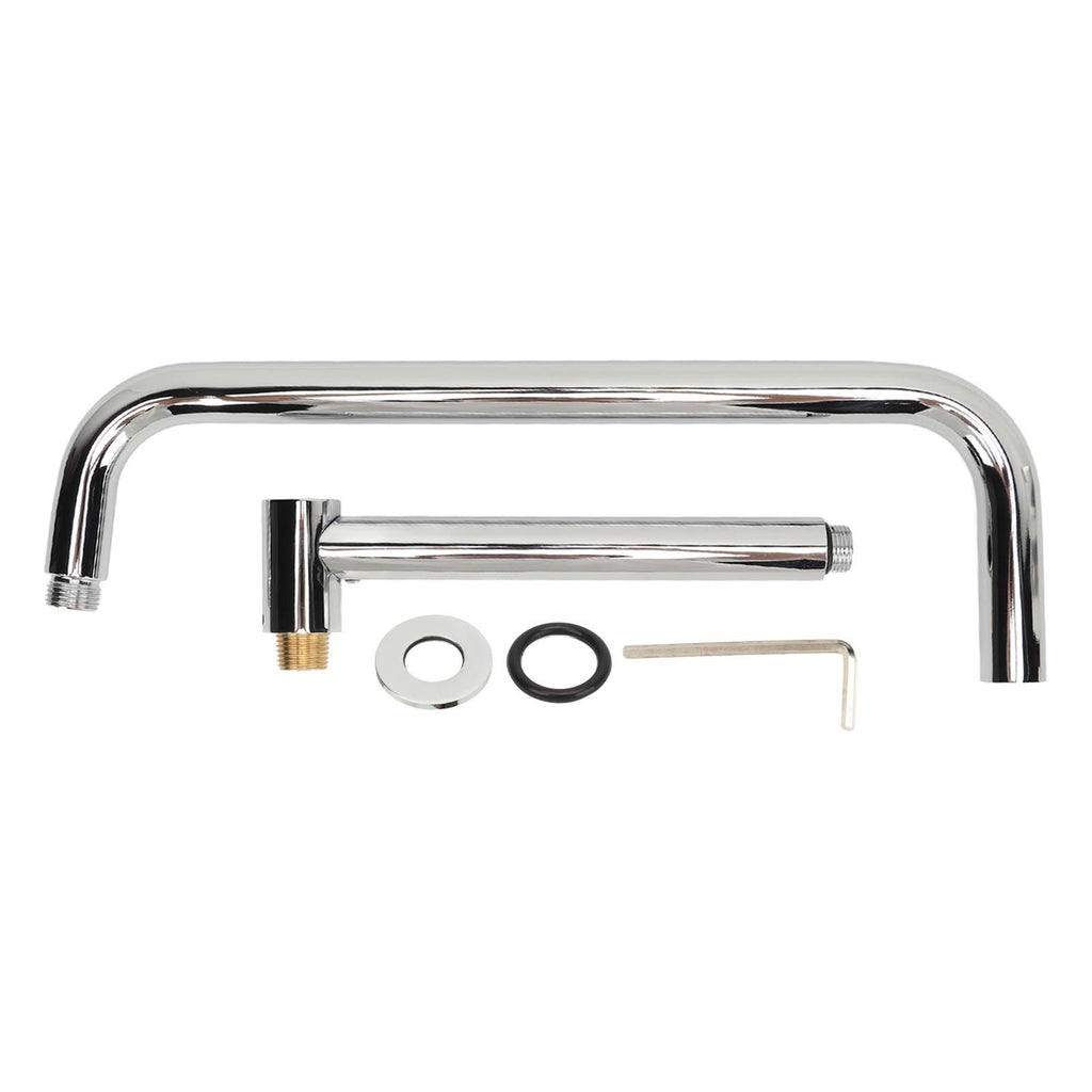Shower Head Extension with Flange S Shape Shower Arm Wall Mount Rotatable Stainless Steel Shower Pipe for Bathroom Electroplate