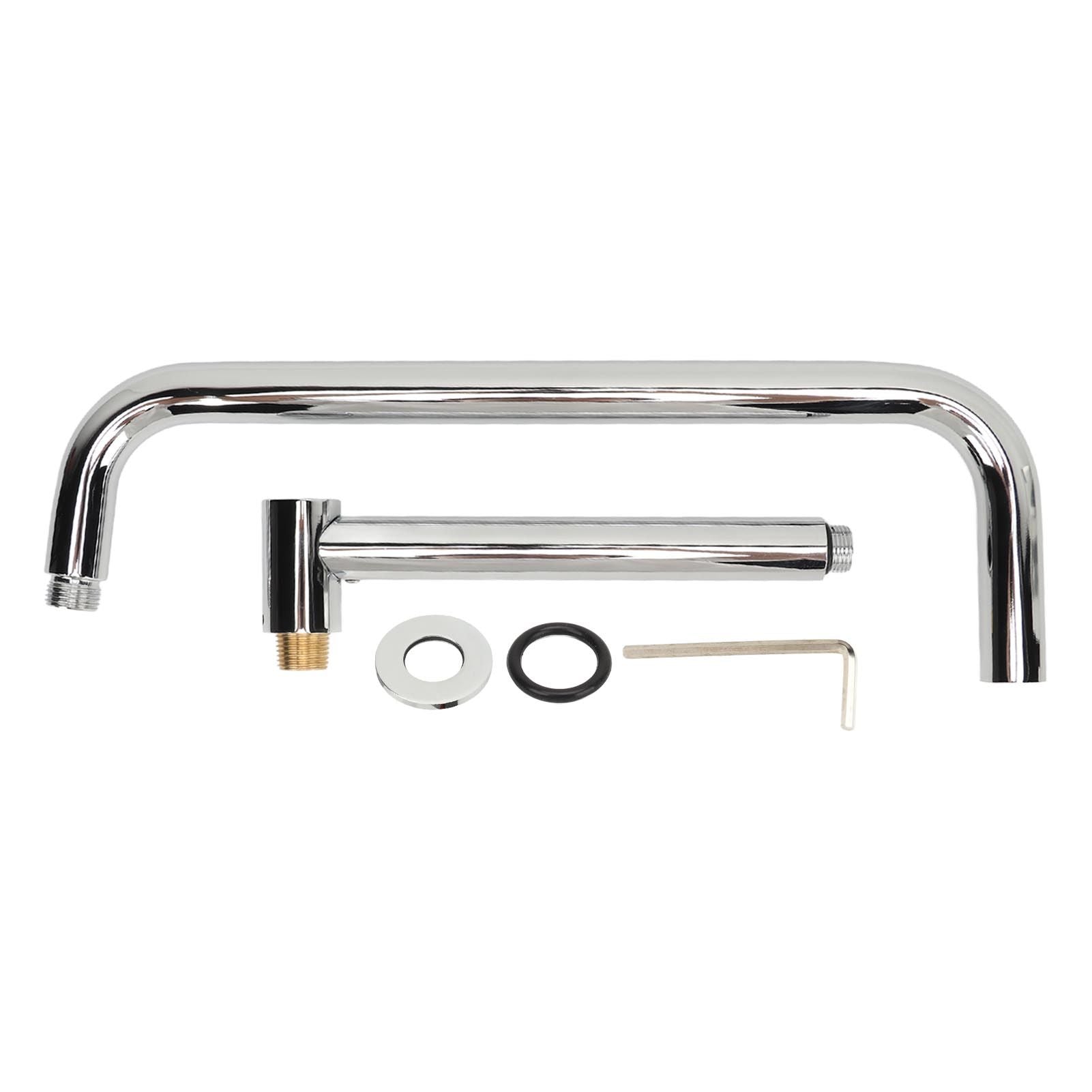 Shower Head Extension with Flange S Shape Shower Arm Wall Mount Rotatable Stainless Steel Shower Pipe for Bathroom Electroplate