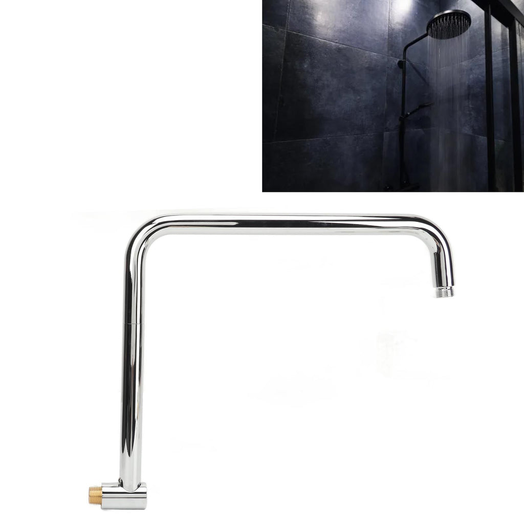 Shower Head Extension with Flange S Shape Shower Arm Wall Mount Rotatable Stainless Steel Shower Pipe for Bathroom Electroplate