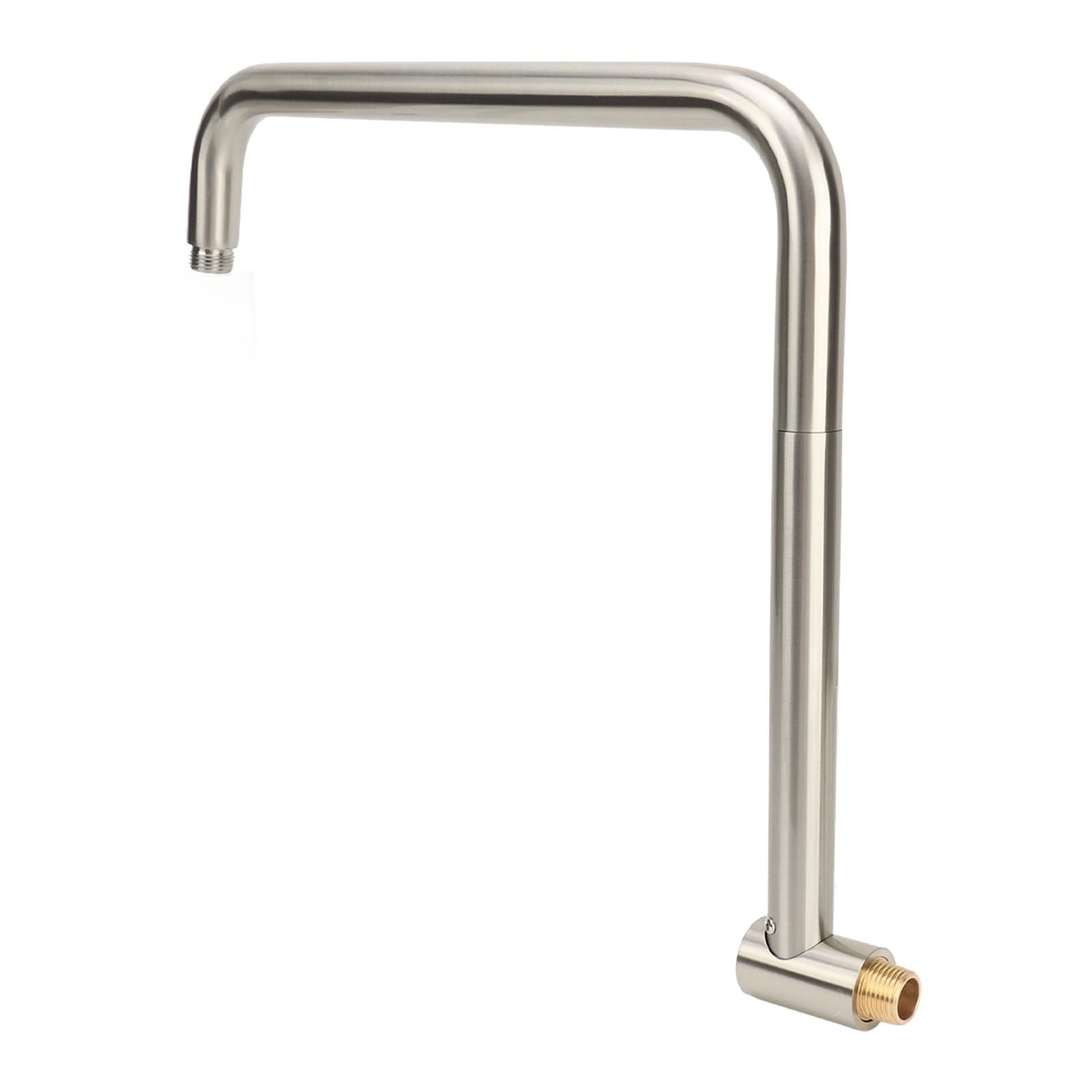 Shower Head Extension with Flange S Shape Shower Arm Wall Mount Rotatable Stainless Steel Shower Pipe for Bathroom Brushed