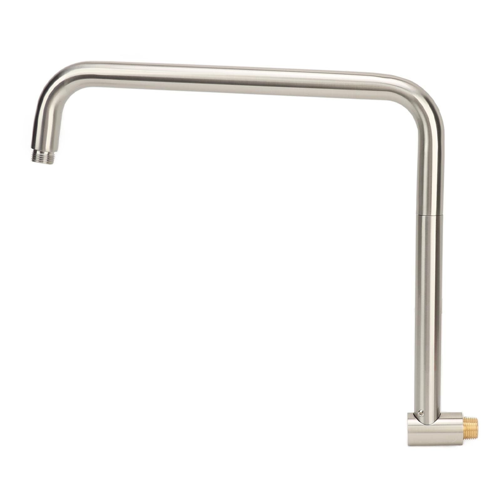 Shower Head Extension with Flange S Shape Shower Arm Wall Mount Rotatable Stainless Steel Shower Pipe for Bathroom Brushed
