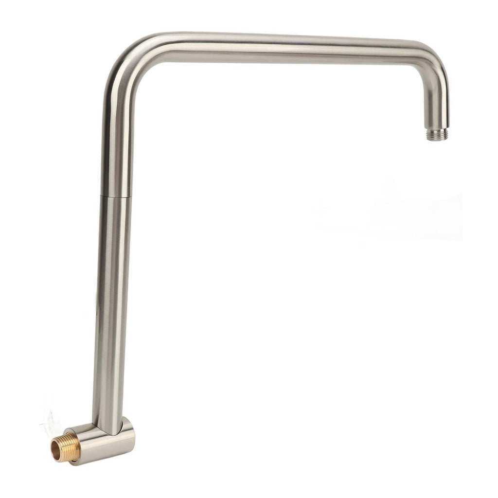 Shower Head Extension with Flange S Shape Shower Arm Wall Mount Rotatable Stainless Steel Shower Pipe for Bathroom Brushed