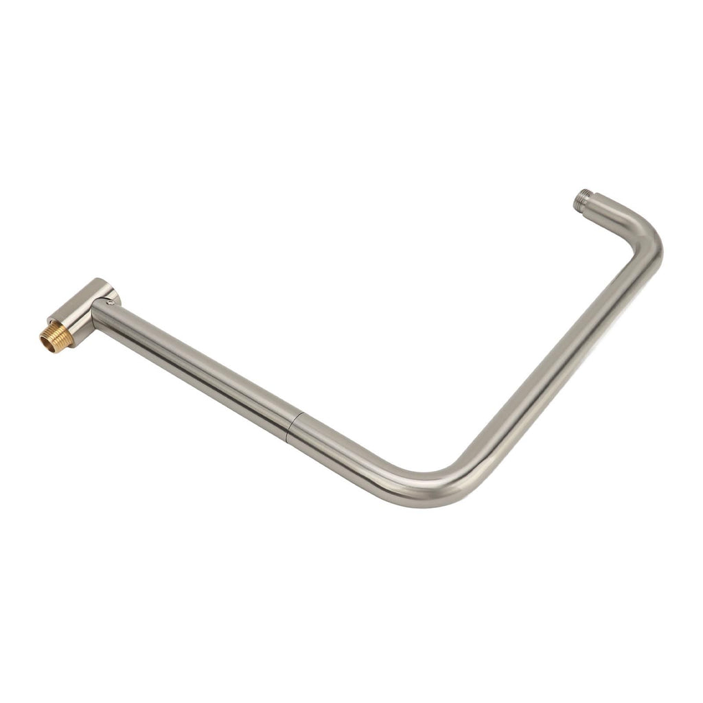 Shower Head Extension with Flange S Shape Shower Arm Wall Mount Rotatable Stainless Steel Shower Pipe for Bathroom Brushed