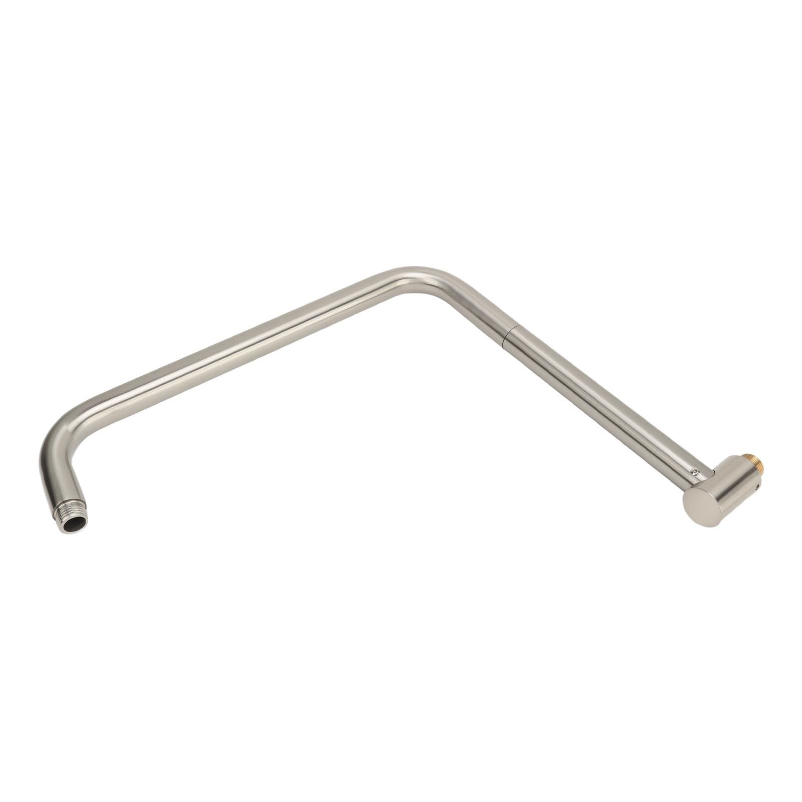 Shower Head Extension with Flange S Shape Shower Arm Wall Mount Rotatable Stainless Steel Shower Pipe for Bathroom Brushed